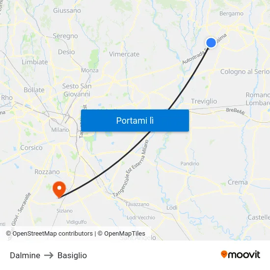 Dalmine to Basiglio map