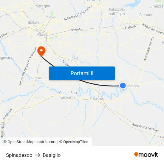 Spinadesco to Basiglio map