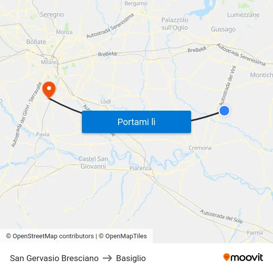 San Gervasio Bresciano to Basiglio map