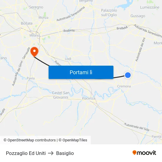 Pozzaglio Ed Uniti to Basiglio map