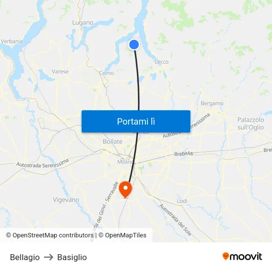 Bellagio to Basiglio map