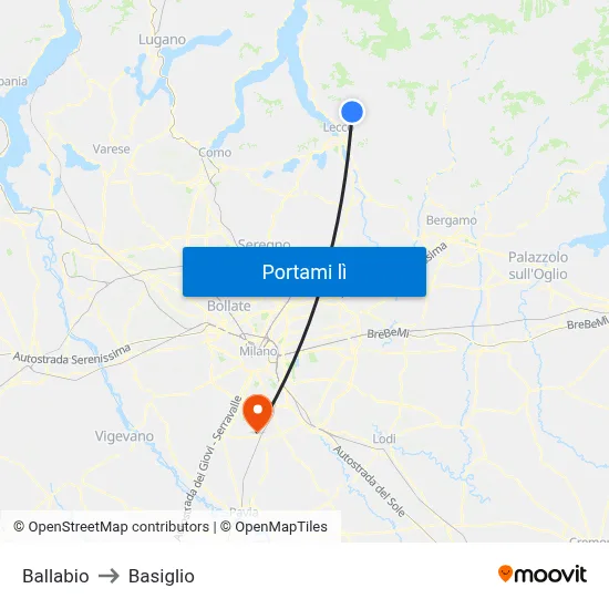Ballabio to Basiglio map