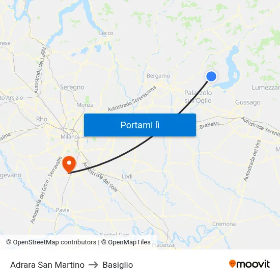 Adrara San Martino to Basiglio map