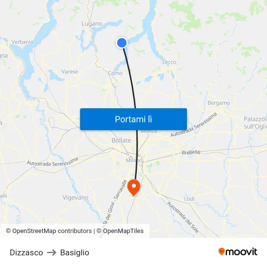 Dizzasco to Basiglio map