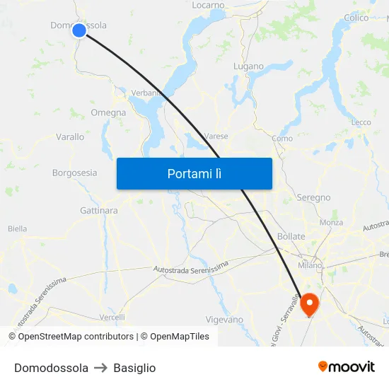 Domodossola to Basiglio map