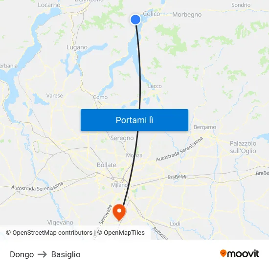 Dongo to Basiglio map