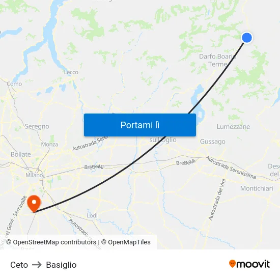 Ceto to Basiglio map