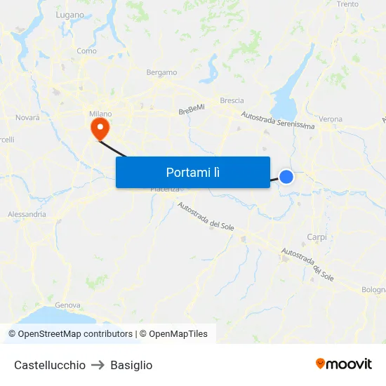 Castellucchio to Basiglio map