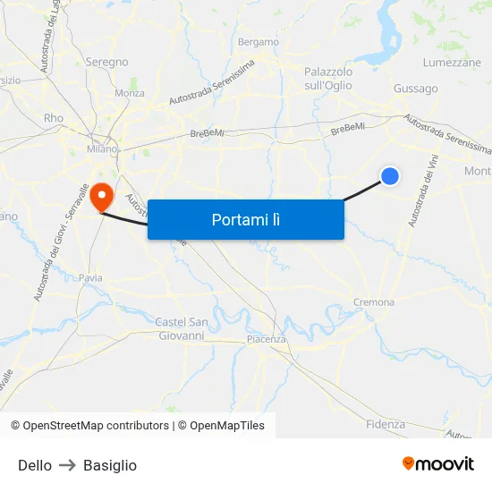 Dello to Basiglio map
