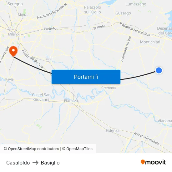 Casaloldo to Basiglio map