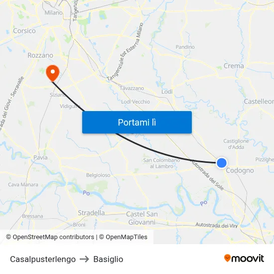 Casalpusterlengo to Basiglio map