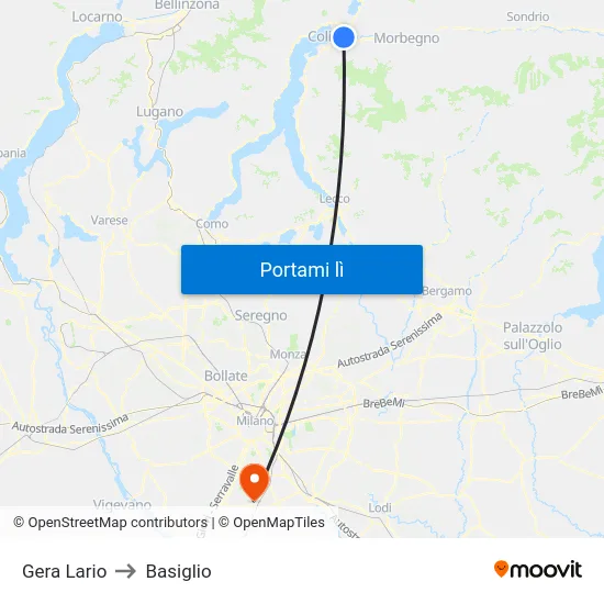 Gera Lario to Basiglio map