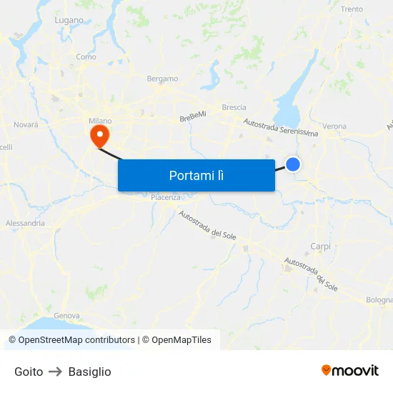 Goito to Basiglio map