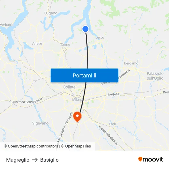 Magreglio to Basiglio map
