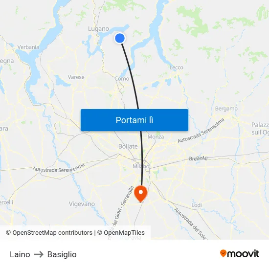 Laino to Basiglio map