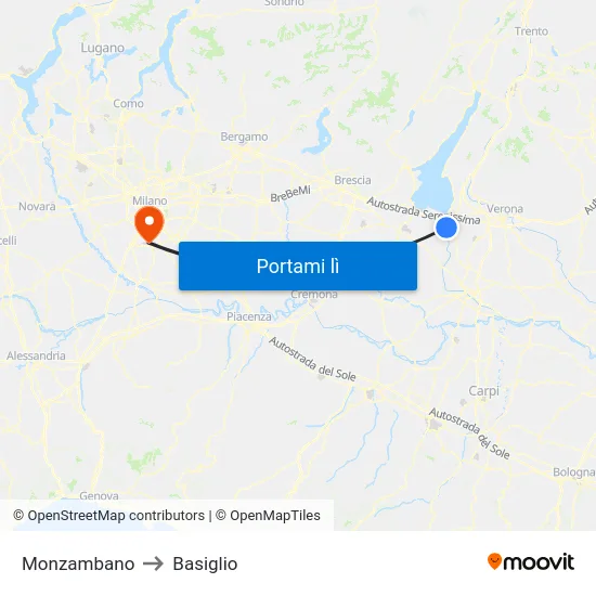 Monzambano to Basiglio map