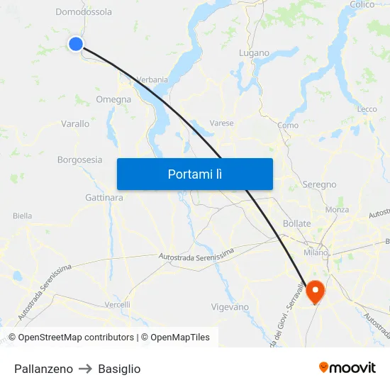Pallanzeno to Basiglio map