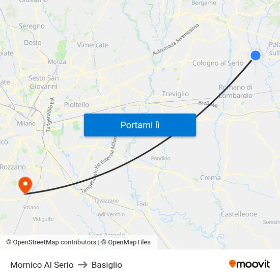 Mornico Al Serio to Basiglio map