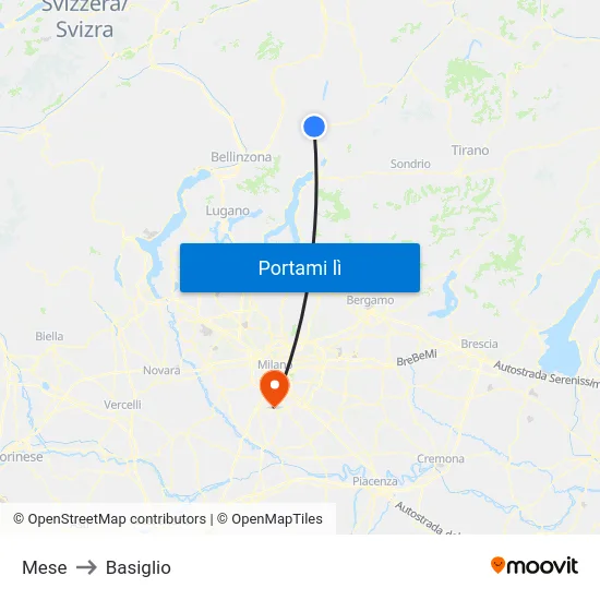 Mese to Basiglio map
