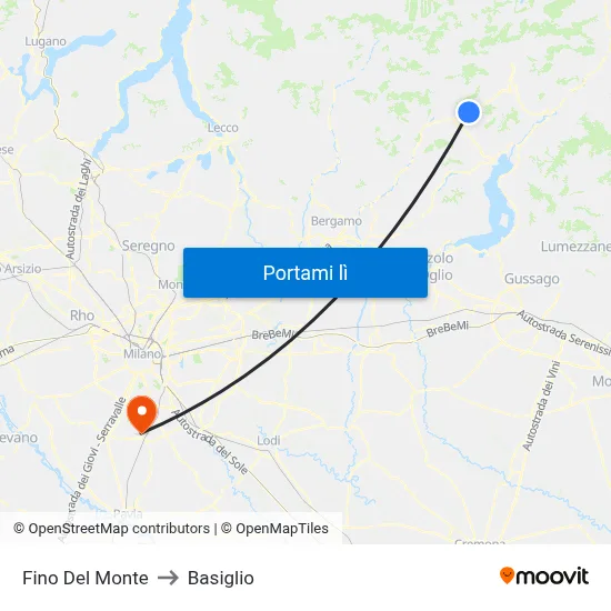 Fino Del Monte to Basiglio map