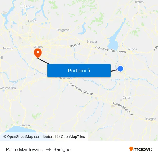 Porto Mantovano to Basiglio map