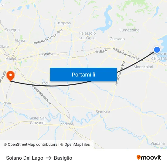 Soiano Del Lago to Basiglio map