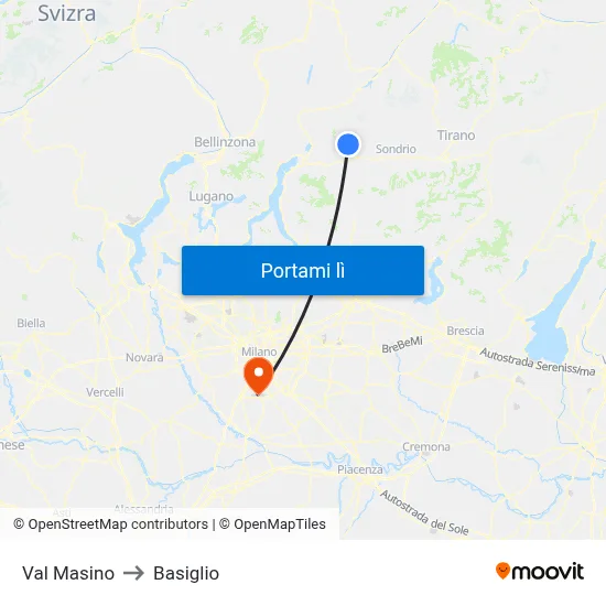 Val Masino to Basiglio map