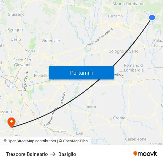 Trescore Balneario to Basiglio map