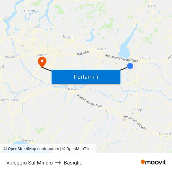 Valeggio Sul Mincio to Basiglio map