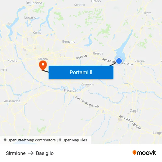 Sirmione to Basiglio map