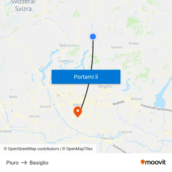 Piuro to Basiglio map