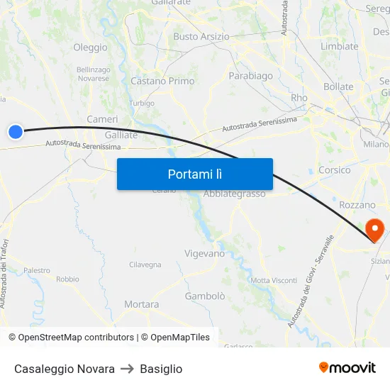 Casaleggio Novara to Basiglio map