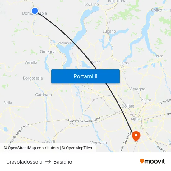 Crevoladossola to Basiglio map