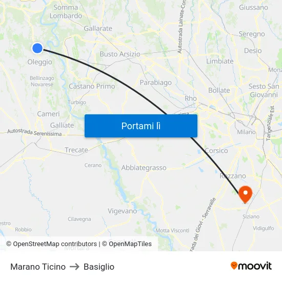 Marano Ticino to Basiglio map