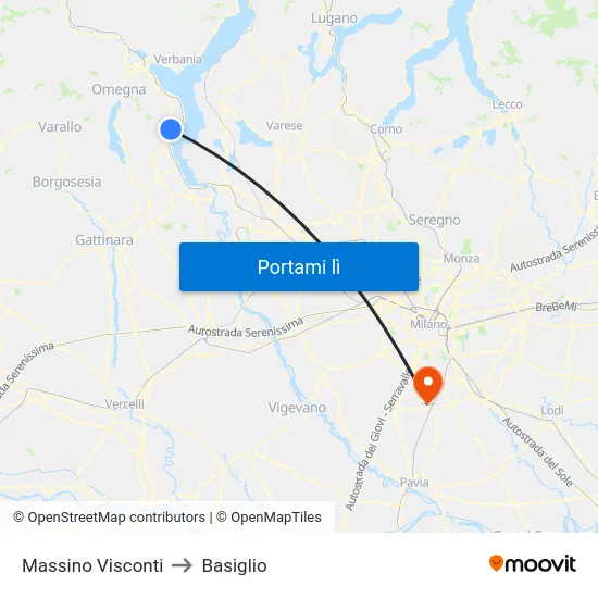 Massino Visconti to Basiglio map