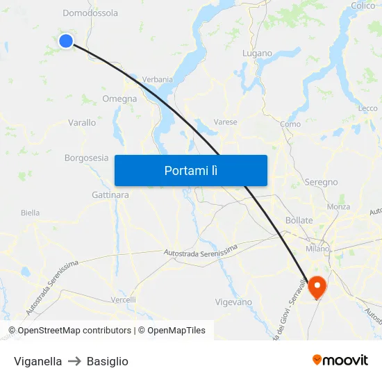 Viganella to Basiglio map