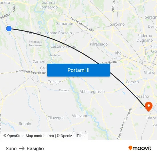 Suno to Basiglio map
