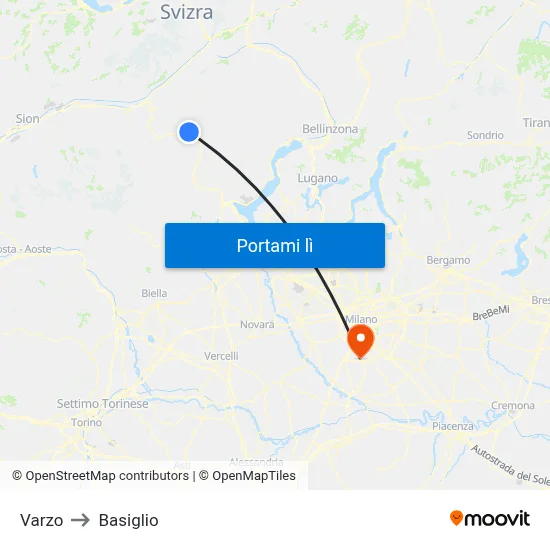 Varzo to Basiglio map