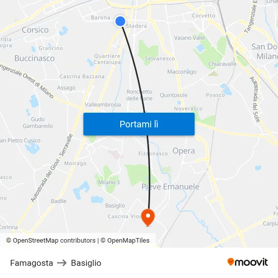Famagosta to Basiglio map