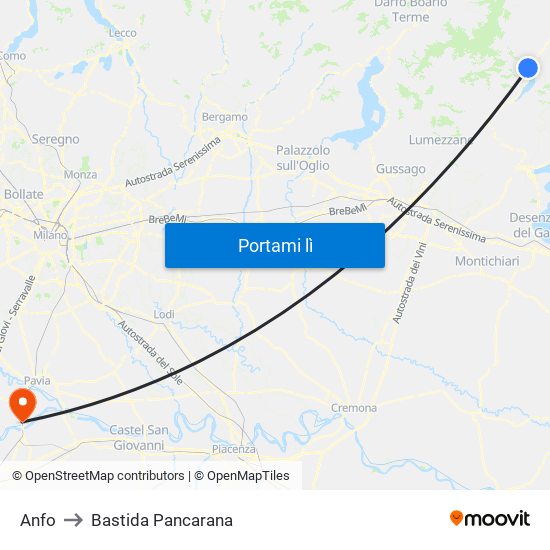 Anfo to Bastida Pancarana map