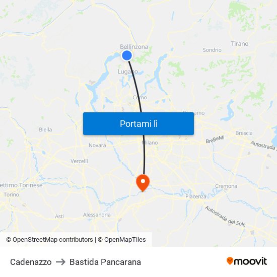 Cadenazzo to Bastida Pancarana map