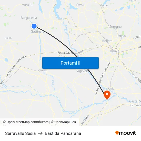 Serravalle Sesia to Bastida Pancarana map