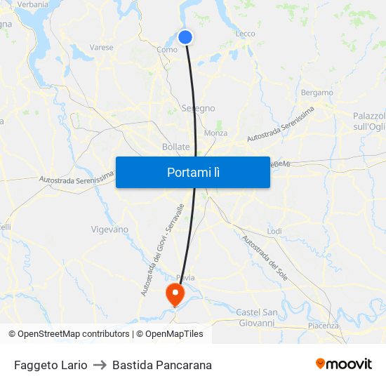 Faggeto Lario to Bastida Pancarana map