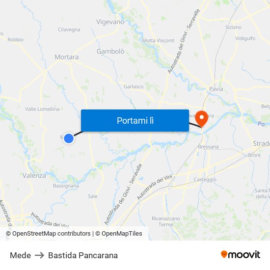 Mede to Bastida Pancarana map