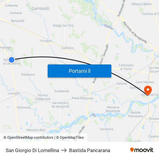 San Giorgio Di Lomellina to Bastida Pancarana map