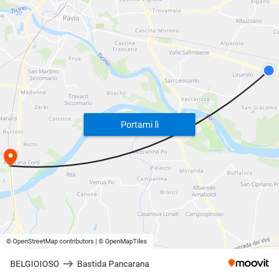 BELGIOIOSO to Bastida Pancarana map