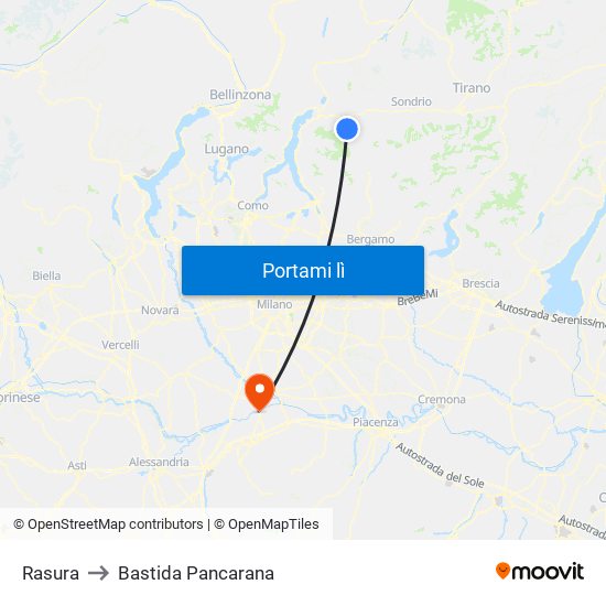 Rasura to Bastida Pancarana map