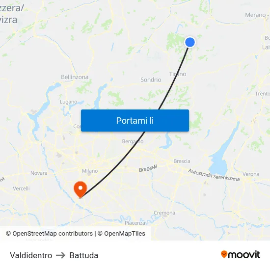 Valdidentro to Battuda map