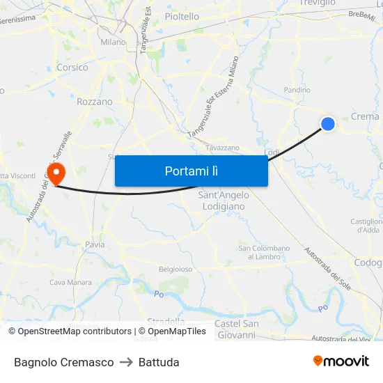 Bagnolo Cremasco to Battuda map