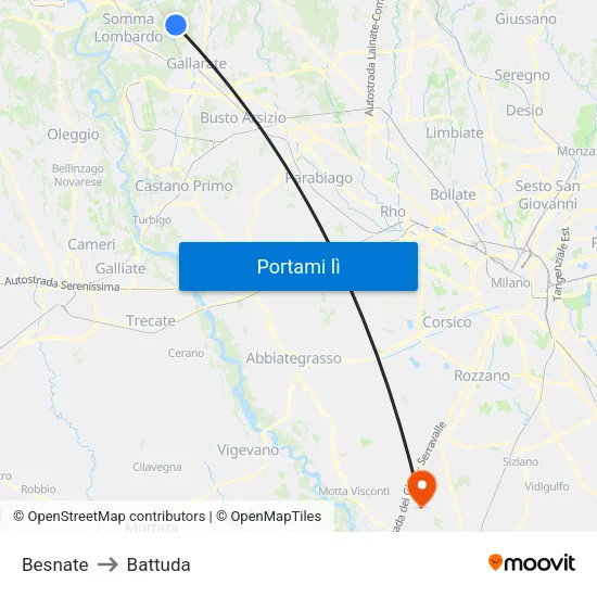 Besnate to Battuda map